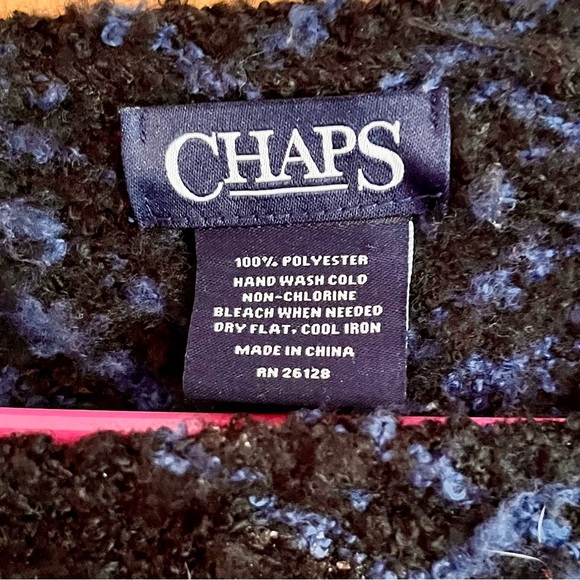 Chaps Blue Knit Poncho with Fringe Serape Boho Chic Hippy Hippie Cozy Casual - Picture 9 of 17